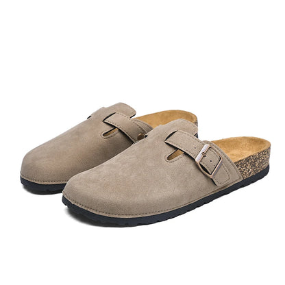 Plus Size 47 Men Half Shoes Casual Loafers Cork Clogs Slippers Fashion Suede Slip-on Flat Sandals soft-Soled Casual Sandals