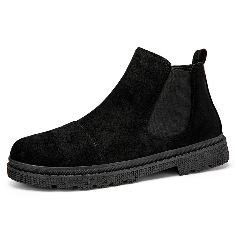 Classic Fashion Khaki Men's Ankle Boots Comfortable Platform Work Boots Men Slip-on High-top Shoes Casual Men Botas Para Hombre