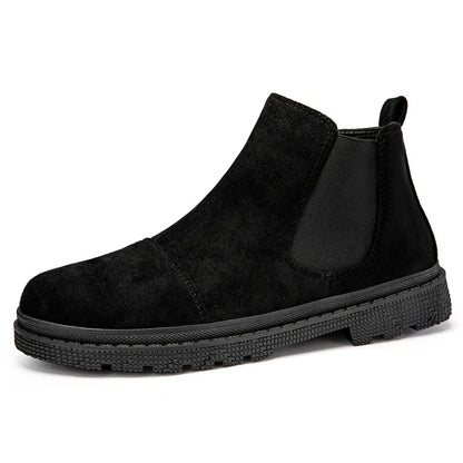 Classic Fashion Khaki Men's Ankle Boots Comfortable Platform Work Boots Men Slip-on High-top Shoes Casual Men Botas Para Hombre