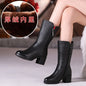 GKTINOO Women Mid-Calf Boots Winter Warm Side Zipper High Heel Booties Genuine Leather Platform Mother Shoes Female Footwear