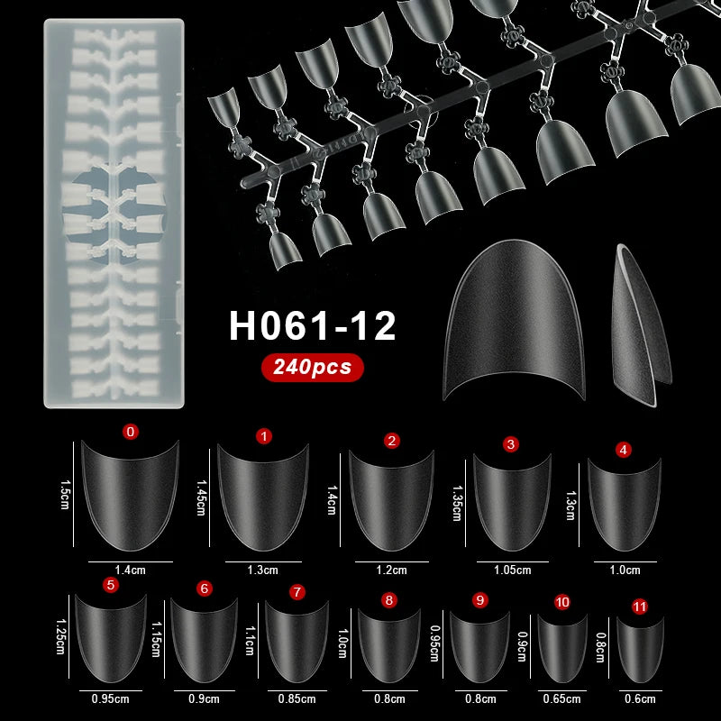 240pcs Semi-frosted Matte Fake Nails Long Coffin Stiletto Artificial False Nails Tips Clear Fake Nail Art Tips For Extension