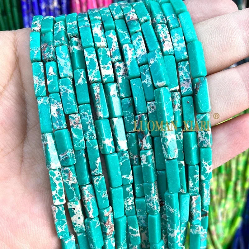 4x13mm Square Natural Stone Light Lavender Chalcedony Loose Spacer Beads for Jewelry Making Diy Bracelet Charms Accessories