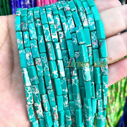 4x13mm Square Natural Stone Light Lavender Chalcedony Loose Spacer Beads for Jewelry Making Diy Bracelet Charms Accessories