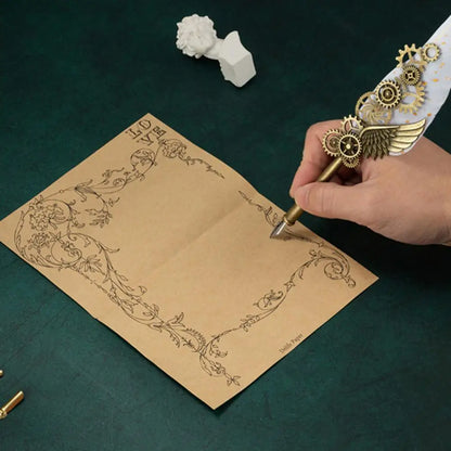 1 Set 0.5mm Quill Pen Ink Set Vintage Steampunk High Quality Gift Feather Dip Pen Set Glittering Signature Quill Pen Ink Set