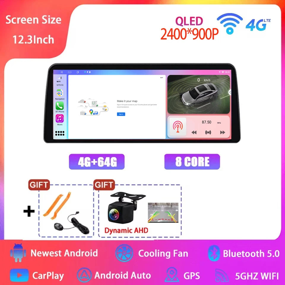 12.3  For Mazda 3 Mazda3 3 Axela BM 2013 - 2019 Android 14 QLED Screen GPS Car Radio Video Player Multimedia Navigation Carplay