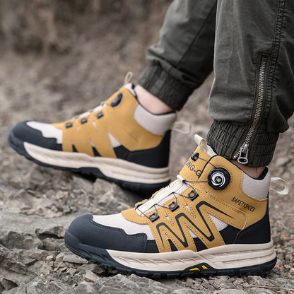 2024 Rotating Button Men Work Boots Indestructible Shoes Men Sport Shoes Protective Boots Anti-smash Anti-puncture Safety Shoes