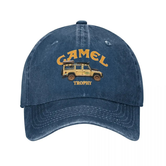 Camel Trophy Logo Unisex Style Baseball Caps Distressed Denim Washed Hats Cap Vintage Outdoor Workouts Adjustable Snapback Cap