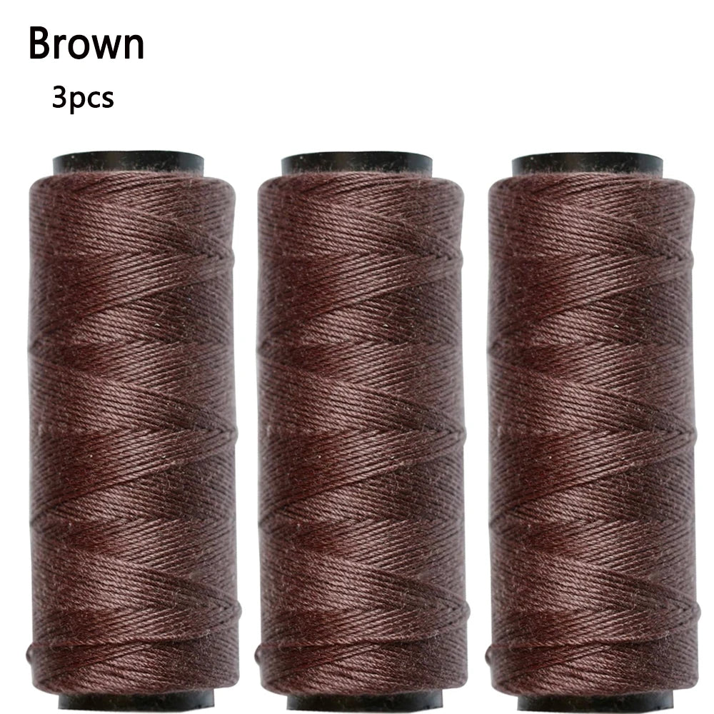 3/5 Rolls Sewing Threads Using for Hand Sewing Hair Extensions Making Wigs DIY (Black, Brown, Dark Brown, Beige, Khaki)