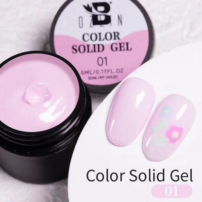 BOZLIN 5ML Color Solid Nail Gel Colorful Painting Nail Art Varnish Semi Permanent Solid Polish UV Nail Gel Top Coat Manicure