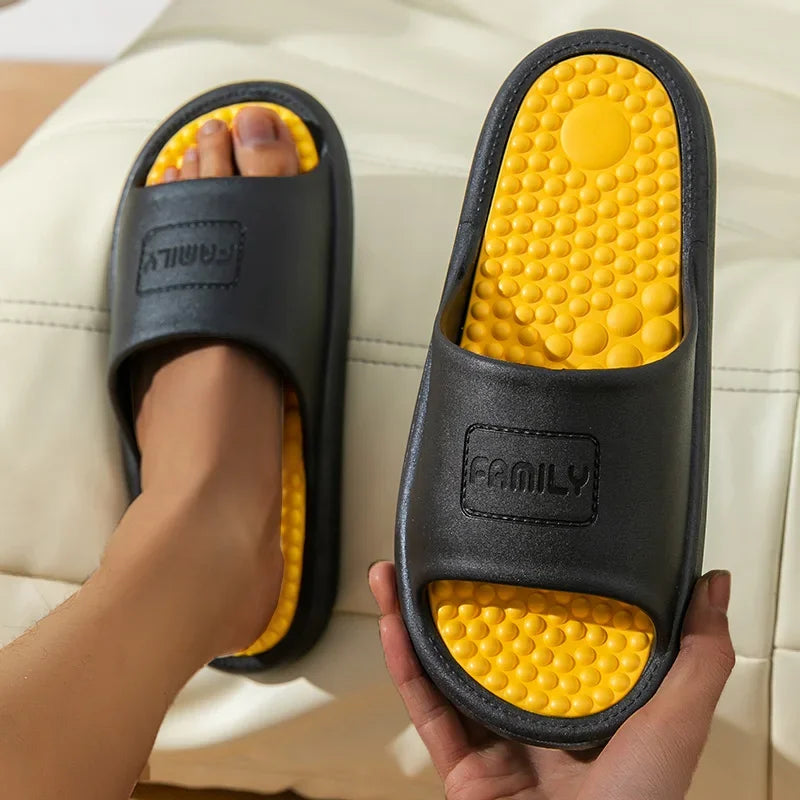 New Summer Concise Trend Couple Indoor Sandals Non-slip Bathroom Slides Men Women Shoes Massage Slippers Ladies' Home Flip Flops