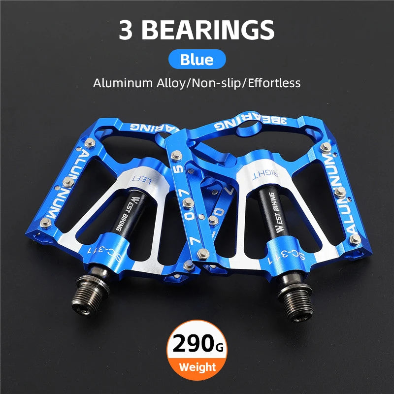 WEST BIKING MTB Cycling Pedals Sealed Bearing Ultralight Aluminum Alloy Footboard Anti-Slip Bicycle Platform Pedals Bike Parts