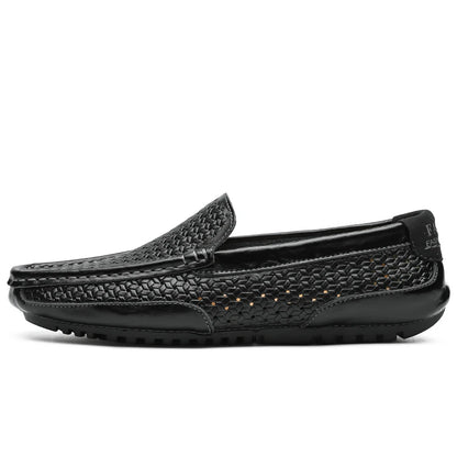 2023 Black Men Shoes Casual Genuine Leather Mens Loafers Moccasins Luxury Brand Italian Breathable Slip on Boat Shoes