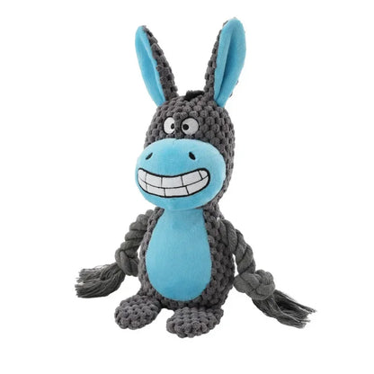 Pet Plush Sound Cotton Rope Fox Frog Elephant Shaped Dog Toy Interactive Tug of War Training Supplies