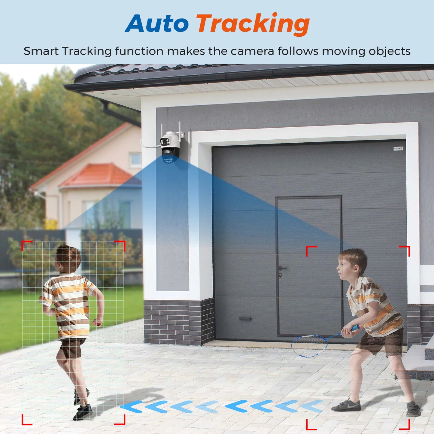 10MP IP Camera Outdoor 5G WiFi Camera 4X Zoom 4K 8MP HD Dual Lens Two Way Audio AI Auto Tracking CCTV Video Surveillance Camera