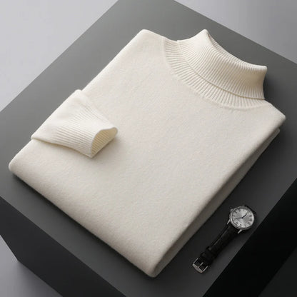 Autumn and winter new 100% merino cashmere sweater men's knitted pullover padded warm neck fashion loose plus size coat
