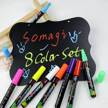 Roise 8 Colors/Set Fluorescent Pen Lamp Board Pen LED Pen Fluorescent Board Luminous Pen Advertising Pen Can Wipe Liquid Chalk