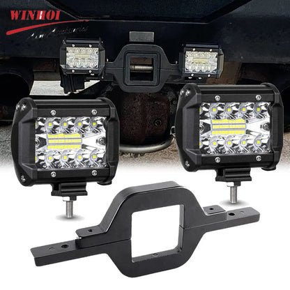 2pcs 4Inch 60W LED Light Bar with Tow Hitch Mounting Brackets Super Bright Car 4x4 Spotlights LED WorK Light for Trucks Offroad