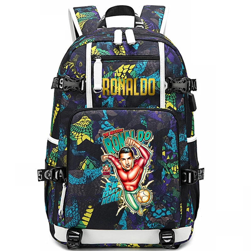 Ronaldo Print Student School Bag Children's Backpack Outdoor Travel Bag