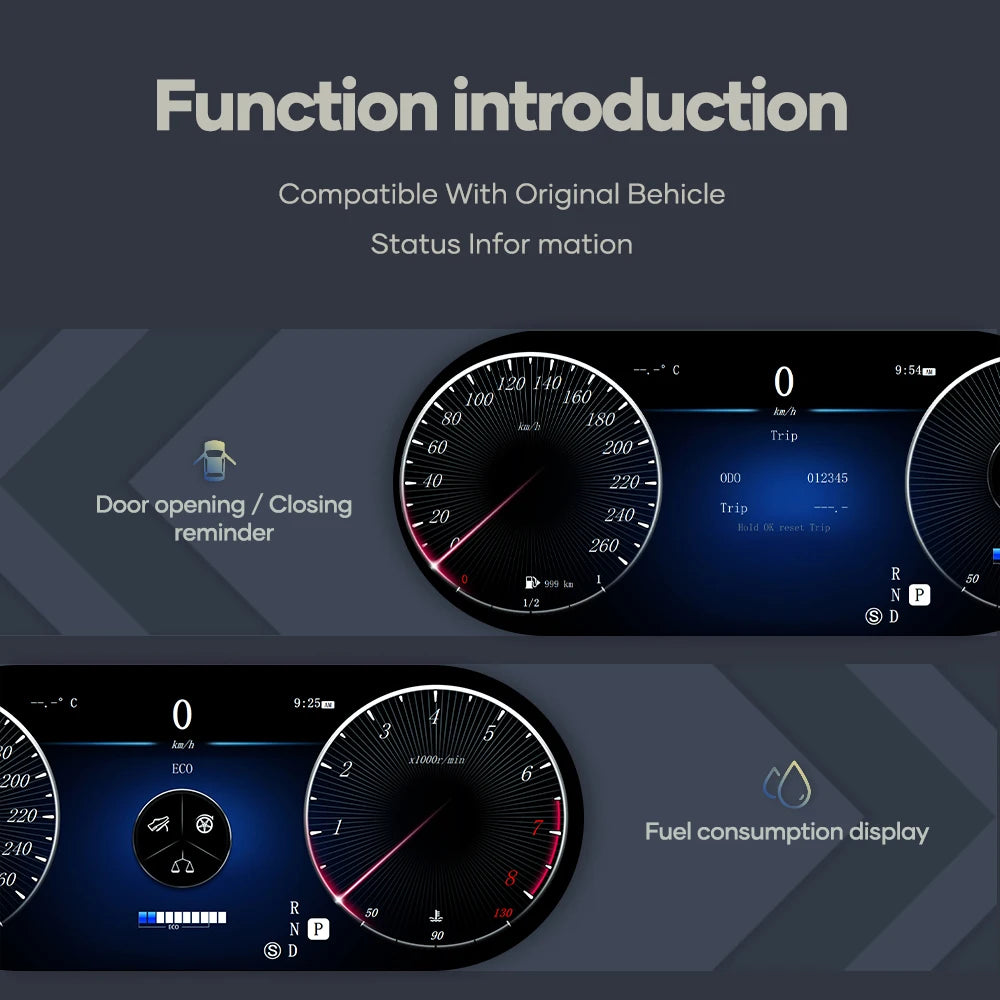 12.3 LCD Digital Dashboard Cluster For Benz R Class ML GL G GLE GLS W164 W166 W463 2006-2019 Years Auto Instrument Panel Cockpit