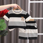 Fashion Summer Kids Baby Boys Striped Suits Cartoon Bear T-Shirt+Shorts Casual Clothes Outfit Girls Clothing 2PCS/Set