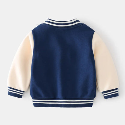2024 Autumn Winter Boys Zipper Jacket Kids Fleece Outerwear Baby Embroidery Letters Baseball Uniform Children V-Neck Casual Top