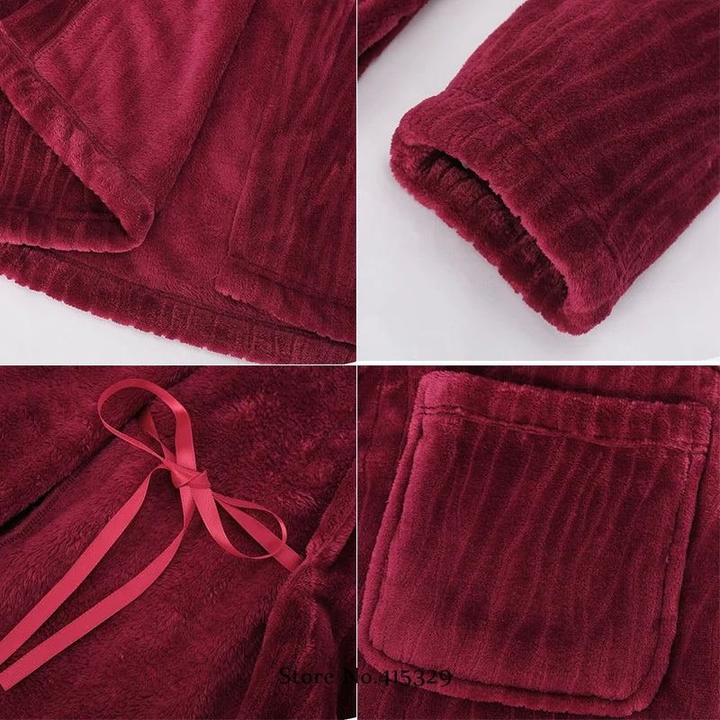 Big Size 3Xl 4Xl Kimono Robe Gown Winter New Men's Homewear Coral Fleece Bathrobe Shower Peignoirs Loose Thicken Nightwear