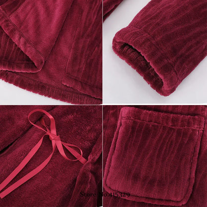 Big Size 3Xl 4Xl Kimono Robe Gown Winter New Men's Homewear Coral Fleece Bathrobe Shower Peignoirs Loose Thicken Nightwear