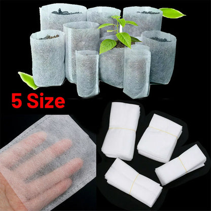 100Pcs Plant Grow Bags Biodegradable Nursery Bag Non-Woven Fabric Plant To Sow Flower Pots For For Garden Accessories Tools