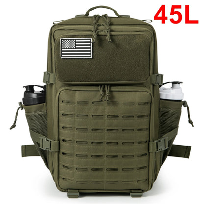 QT&QY 25L GYM Tactical Backpacks for Men  Survival Laser Cut Molle Daypack Small Bug Out Bag Gym Rucksack with Dual Cup Holders