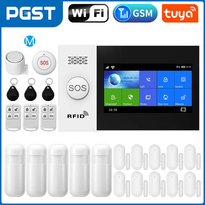 PGST PG-107 Tuya Wireless Home WIFI GSM Home Security With Motion Detector Sensor Burglar Alarm System APP Control Support Alexa