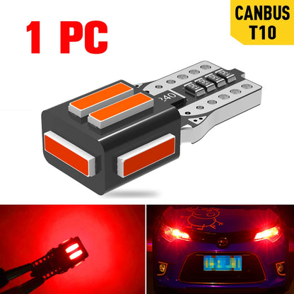 A pack 7020 SMD T10 W5W 194 Led Bulb Parking Car LED Side Light Trunk Lamp 12V White Lighting For Peugeot 206 308 307 207 Orange