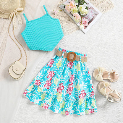 Thanksgiving Clothes for Girls 2024 Summer Girls' Clothing New Children's Clothing For 8 12 Years Old Top Printed Teens Outfits