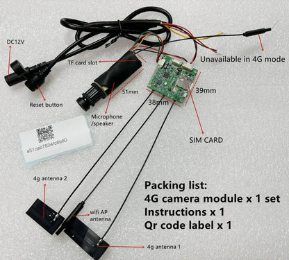 Module DIY 4G SIM Card Mini 1080P Camera IPC Security Surveillance IP Camera 25fps IEMI Change Audio Onvif Cctv Icsee Xmeye