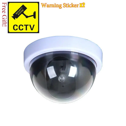Black/White Fake Dome Camera Red Flashing LED Light Dummy CCTV Security Camera Home Office Surveillance Security System