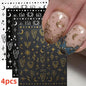 8Pcs Red Heart Nail Stickers 3D Bronzing Silver Gold Heart Shape Star & Moon Metal Totem Nail Slider Self-Adhesive DIY Nail Art*