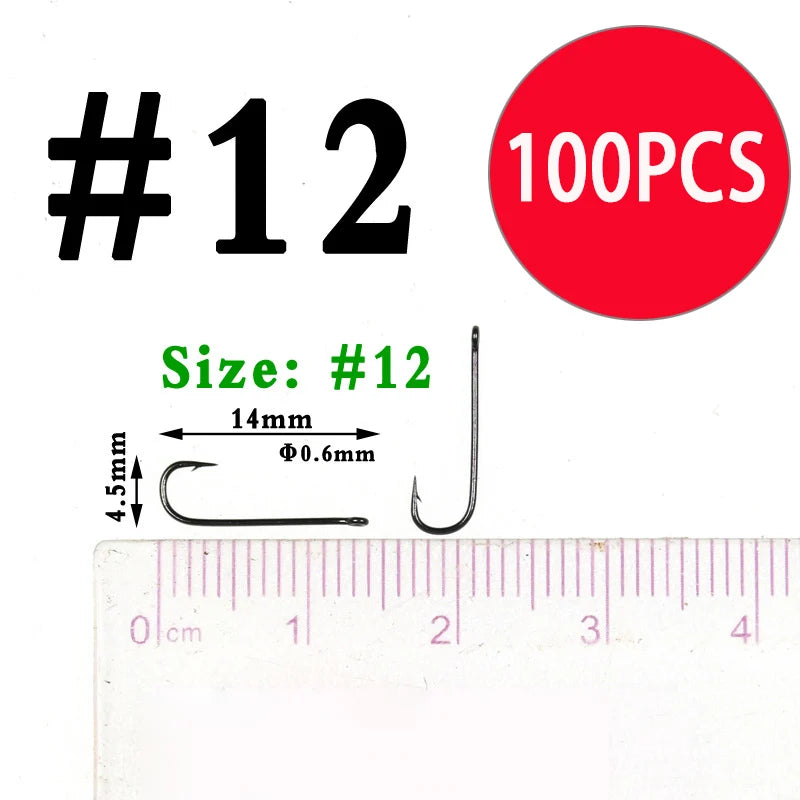 Wifreo 100PCS Aberdeen Long Shank Fish Hook Saltwater Fresh Water Fishing Hooks Sabiki Rig Streamer Fly Hook Size 16 to  2/0 3/0