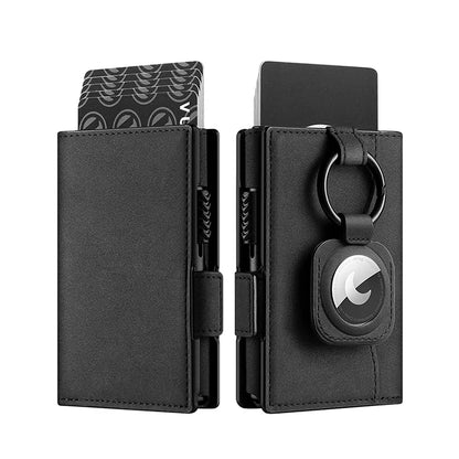Card Holder Wallet with Airtag Holder Pop Up Leather Wallet RFID Blocking Magnetic Closure for Men