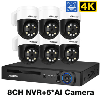 8MP 4K Face Detection Security PTZ IP Camera System Audio POE NVR Kit CCTV Humanoid Outdoor Home Video Surveillance Xmeye