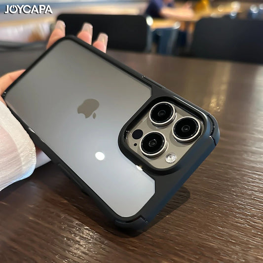 Luxury Transparent Shockproof Bumper Armor Case for iPhone 16 15 14 Plus 13 12 11 Pro Max Rugged Soft Frame Hard Back Cover