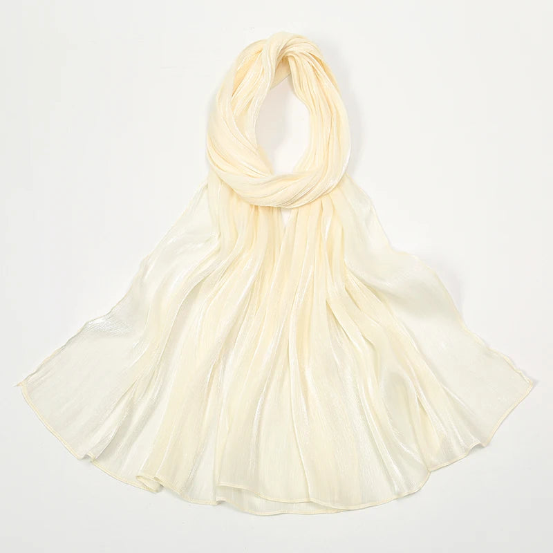 New Premium Silk Crinkle Hijab Scarf Women Shawls Plain Muslim Women Hijabs Breathab Islam Women Turban Pleated Scarf Ramadan