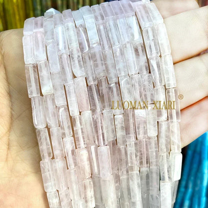 4x13mm Square Natural Stone Light Lavender Chalcedony Loose Spacer Beads for Jewelry Making Diy Bracelet Charms Accessories