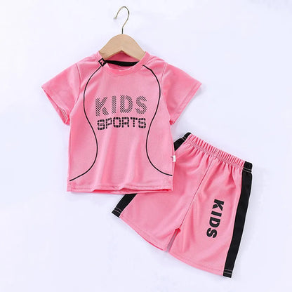 Kids Clothes Set Boy Girl Shorts and Short Sleeves Summer Clothing Sport Casual Children Top and Bottom Clothes Set