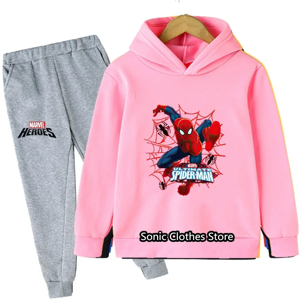 Spiderman Boys Sweater Set Spring and Autumn New Pullovers Children's Boys Big Children's All-match Two-Piece Suit