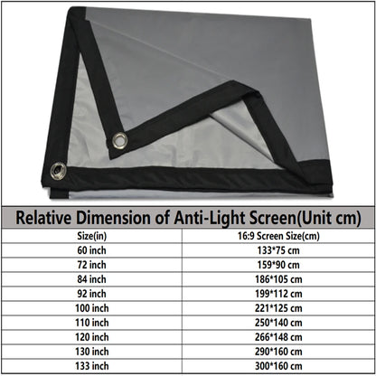 LEJIADA Projector Screen 60-133 Inch Metal Grey Anti-Light 16:9 Portable Black Border With Holes Home Outdoor Projection Screen