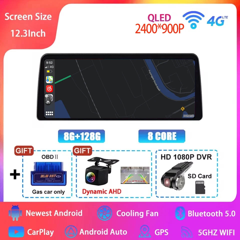 12.3  For Mazda 3 Mazda3 3 Axela BM 2013 - 2019 Android 14 QLED Screen GPS Car Radio Video Player Multimedia Navigation Carplay