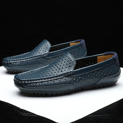2023 Black Men Shoes Casual Genuine Leather Mens Loafers Moccasins Luxury Brand Italian Breathable Slip on Boat Shoes
