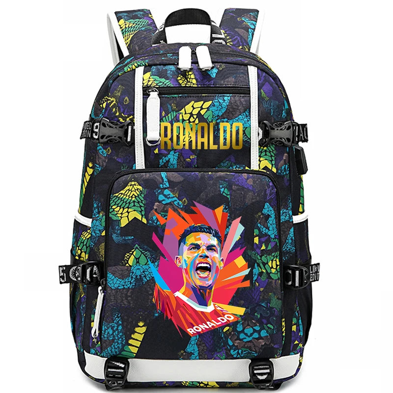 Ronaldo Print Student School Bag Children's Backpack Outdoor Travel Bag