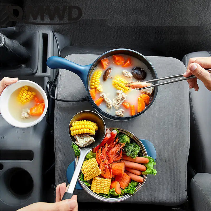 2L Multicooker for Car Truck 12V 24V Non-stick Electric Rice Cooker Food Steamer Stir-fry pan Car-mounted Hot pot Noodles Boiler