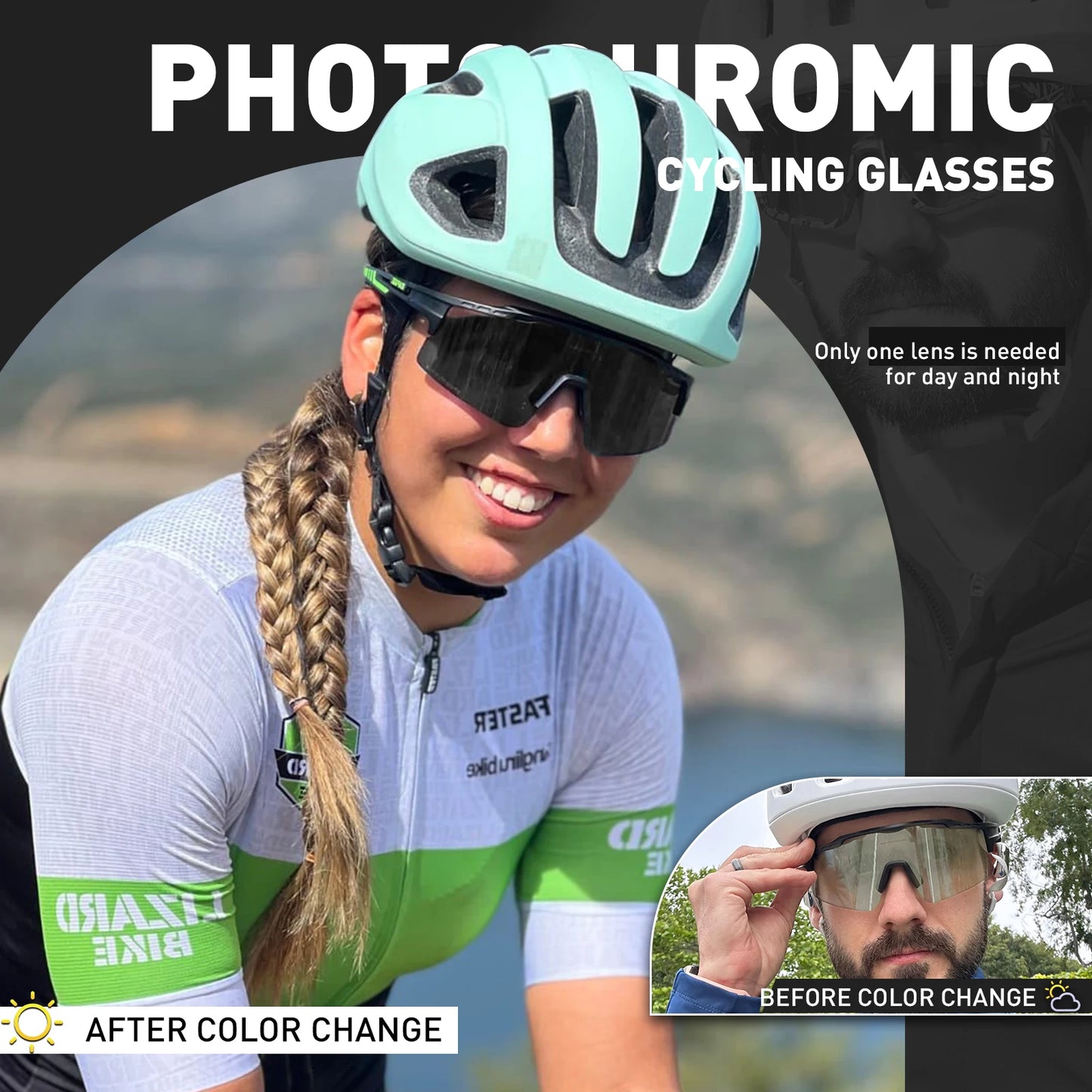 KAPVOE Woman Photochromic Sunglasses UV400 Bike Bicycle Glasses Men's Sports Cycling Eyewear Outdoor MTB Glasses Bike Goggles