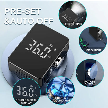 Inflatable Pump Portable Mini Handheld Wireless Charging Digital Display Car Bicycle Tire Electric Pump Air Pump Combination